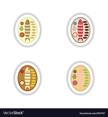 Stickers assembly fried fish on a plate vector image