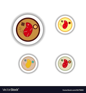 Stickers assembly of steak on a plate vector image