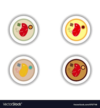 Stickers assembly of steak on a plate vector image
