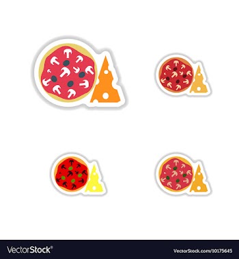 Stickers assembly pizza with cheese and mushrooms vector image