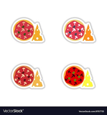 Stickers assembly pizza with cheese and mushrooms vector image