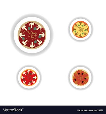 Stickers assembly pizza with mushrooms and olives vector image