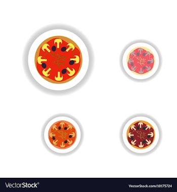 Stickers assembly pizza with mushrooms and olives vector image