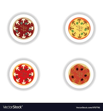 Stickers assembly pizza with mushrooms and olives vector image