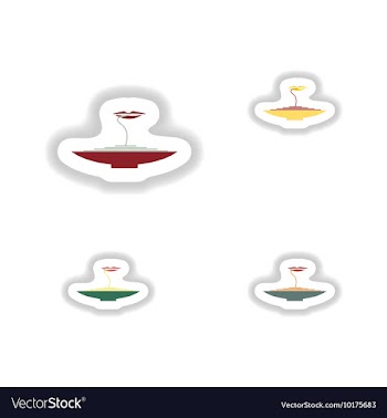 Stickers assembly plate of spaghetti and lips vector image