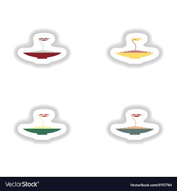 Stickers assembly plate of spaghetti and lips vector image