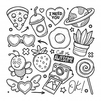 Stickers hand drawn doodle Free Vector
