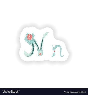 Stiker Abstract letter N logo icon in Blue vector image