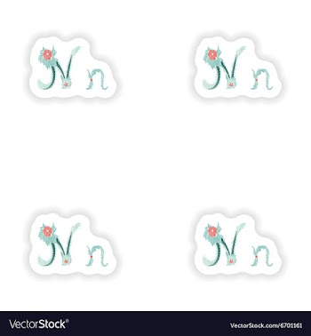 Stiker Abstract letter N logo icon in Blue vector image