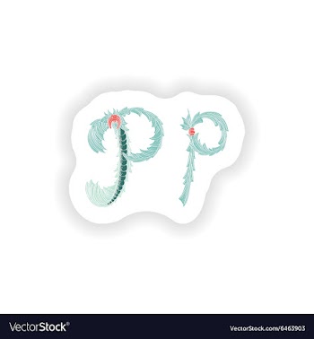 Stiker Abstract letter P logo icon in Blue vector image