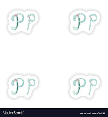 Stiker Abstract letter P logo icon in Blue vector image