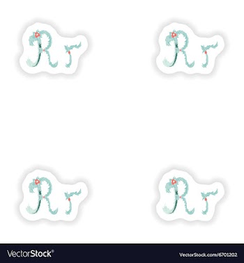 Stiker Abstract letter R logo icon in Blue vector image