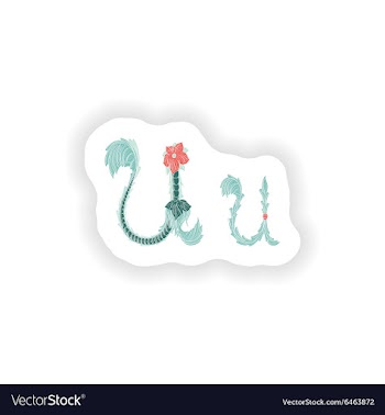 Stiker Abstract letter U logo icon in Blue vector image