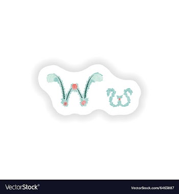 Stiker Abstract letter W logo icon in Blue vector image