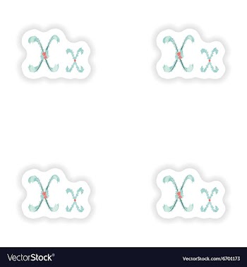 Stiker Abstract letter X logo icon in Blue vector image