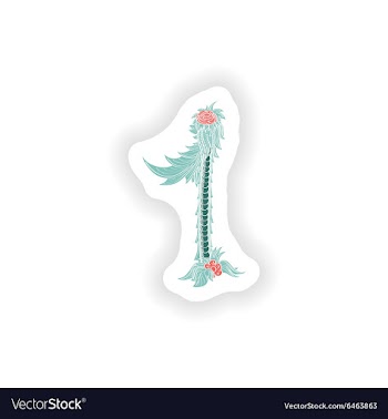 Stiker Abstract number 1 logo icon in Blue vector image