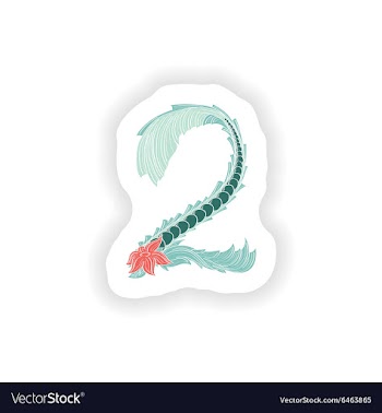Stiker Abstract number 2 logo icon in Blue vector image