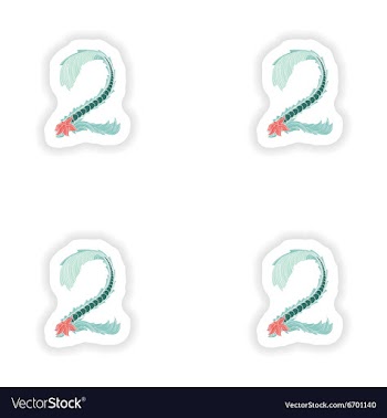 Stiker Abstract number 2 logo icon in Blue vector image