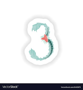 Stiker Abstract number 3 logo icon in Blue vector image