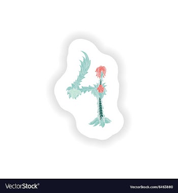 Stiker Abstract number 4 logo icon in Blue vector image