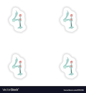 Stiker Abstract number 4 logo icon in Blue vector image