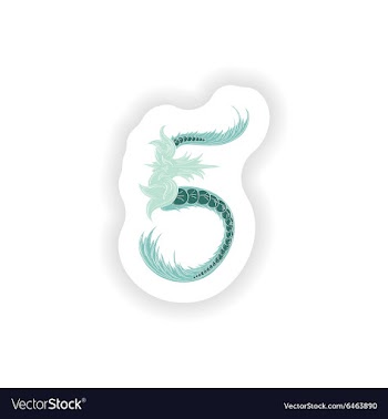 Stiker Abstract number 5 logo icon in Blue vector image
