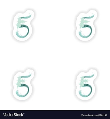 Stiker Abstract number 5 logo icon in Blue vector image