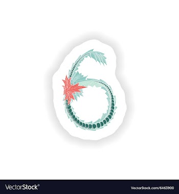 Stiker Abstract number 6 logo icon in Blue vector image