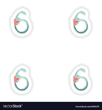 Stiker Abstract number 6 logo icon in Blue vector image