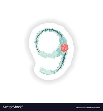 Stiker Abstract number 9 logo icon in Blue vector image