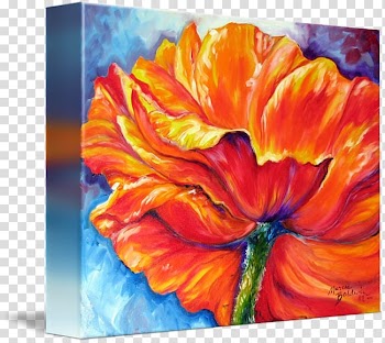 Still life Acrylic paint Gallery wrap Art, watercolor poppy transparent background PNG clipart