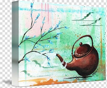 Still life Watercolor painting Acrylic paint Illustration, brown floral teapot transparent background PNG clipart