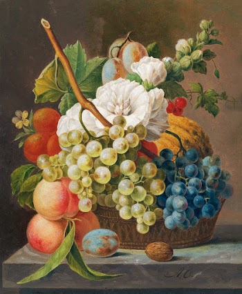 Stilleven met bloemen en fruit in een mandje (ca. 1791) in high resolution by Anthony Oberman. Original from The Rijksmuseum. Digitally enhanced by rawpixel.