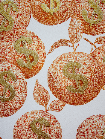 Stippling of Dollar Signs on Oranges