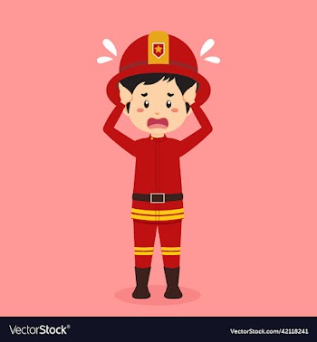 stock confused firefighters man
