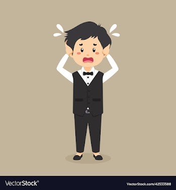 stock confused waiter man
