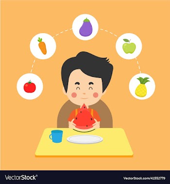 stock kids eating healthy food