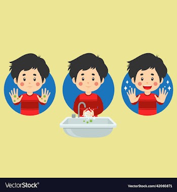 stock kids washing and cleaning hands