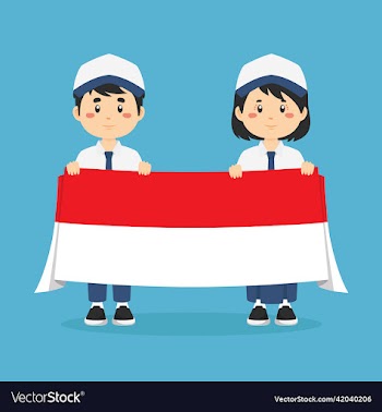 stock of student holding indonesian flag