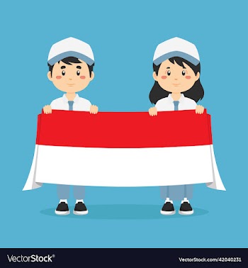 stock of student holding indonesian flag