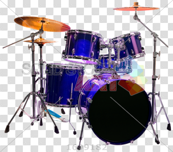 Stock Photo of Blue drum set on transparent horizontal background