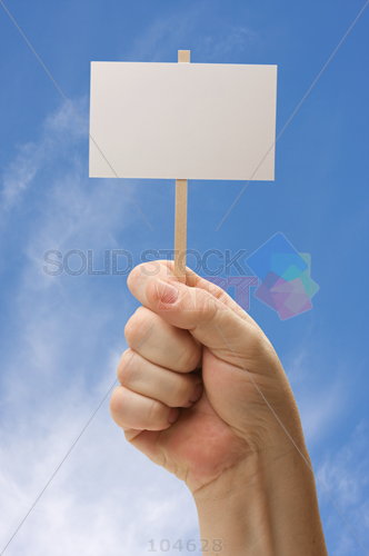 Stock Photo of Hand holding empty picket sign