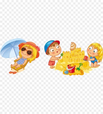 Stock photography Drawing Illustration - Cute cartoon kids at the beach 