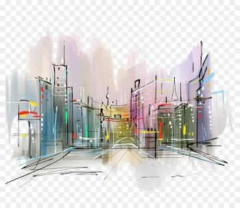 Stock photography Drawing Watercolor painting - city 