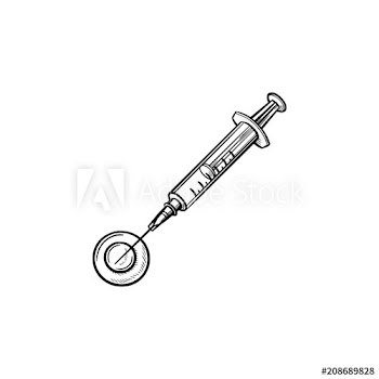 Stomatology injection hand drawn outline doodle icon