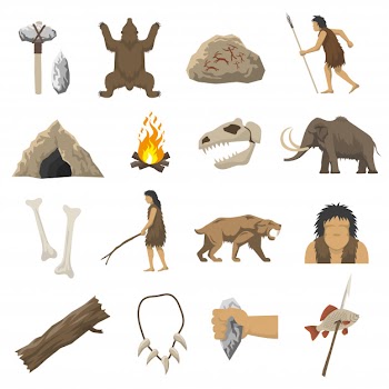 Stone age icons Free Vector
