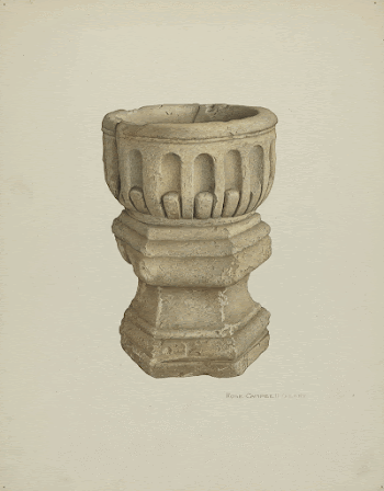 Stone Baptismal Font (ca.1940) by Rose | Free Photo - rawpixel