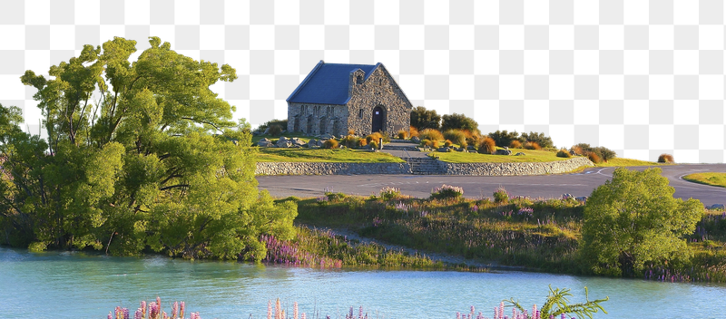 Stone cottage png border, serene | Free PNG - rawpixel