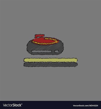 Stone for curling sport game in hatching style vector image