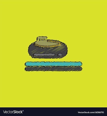Stone for curling sport game in hatching style vector image